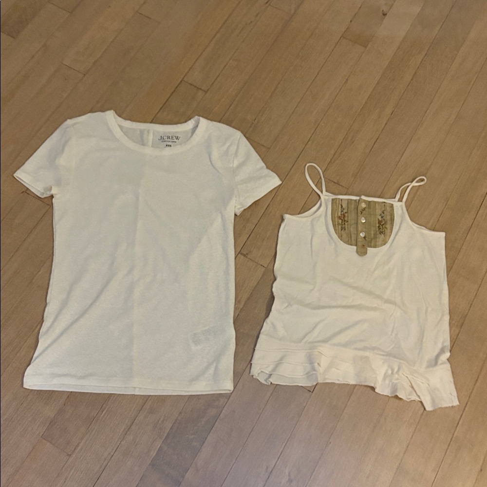 J.Crew Ivory Tee and Beige Tank Duo